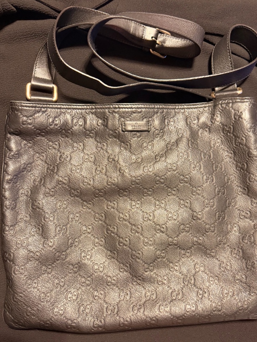 Authentic Gucci Guccissima Black Leather Crossbody Bag